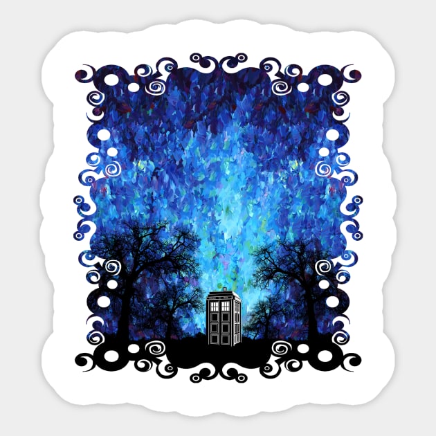 Lonely Blue phone box art painting Sticker by Dezigner007